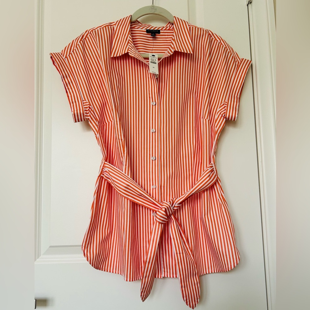 NWT Orange and white stripped Talbots blouse. Size Medium.